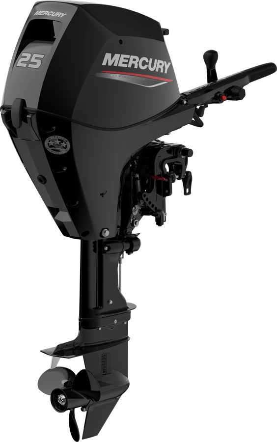 Mercury FourStroke 25 PS, Produktansicht mit Pinne