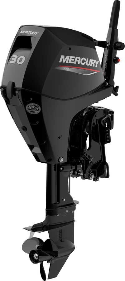Mercury FourStroke 30 PS, Produktansicht mit Pinne und Gas Assist