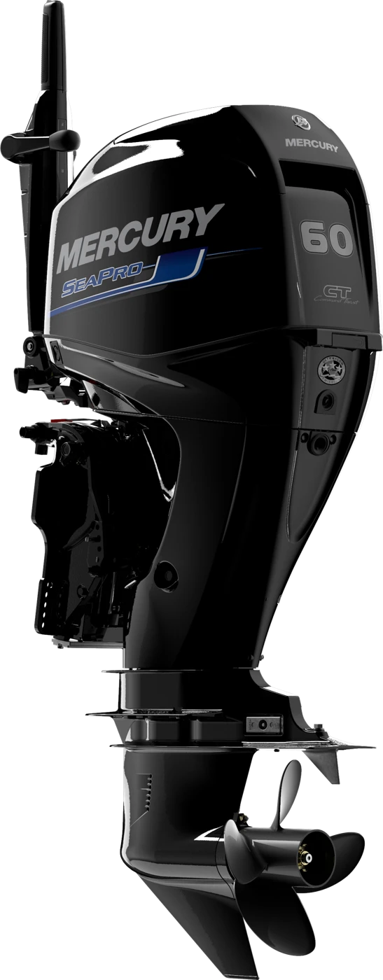 Mercury F 60 SeaPro, Produktansicht mit Pinne; Schaft- und Bedienausführung können abweichen